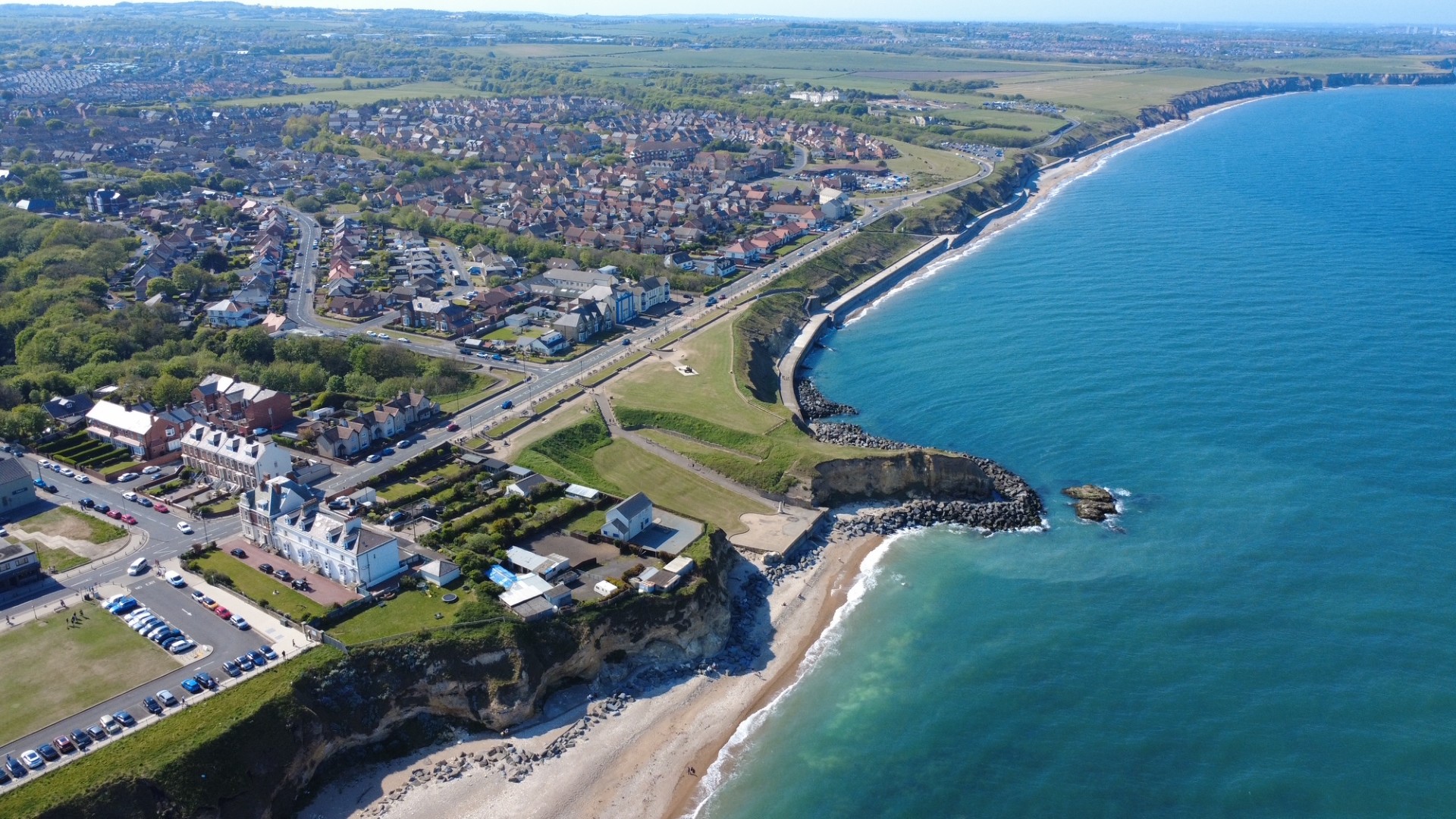 Aerial view of Seaham town from above
